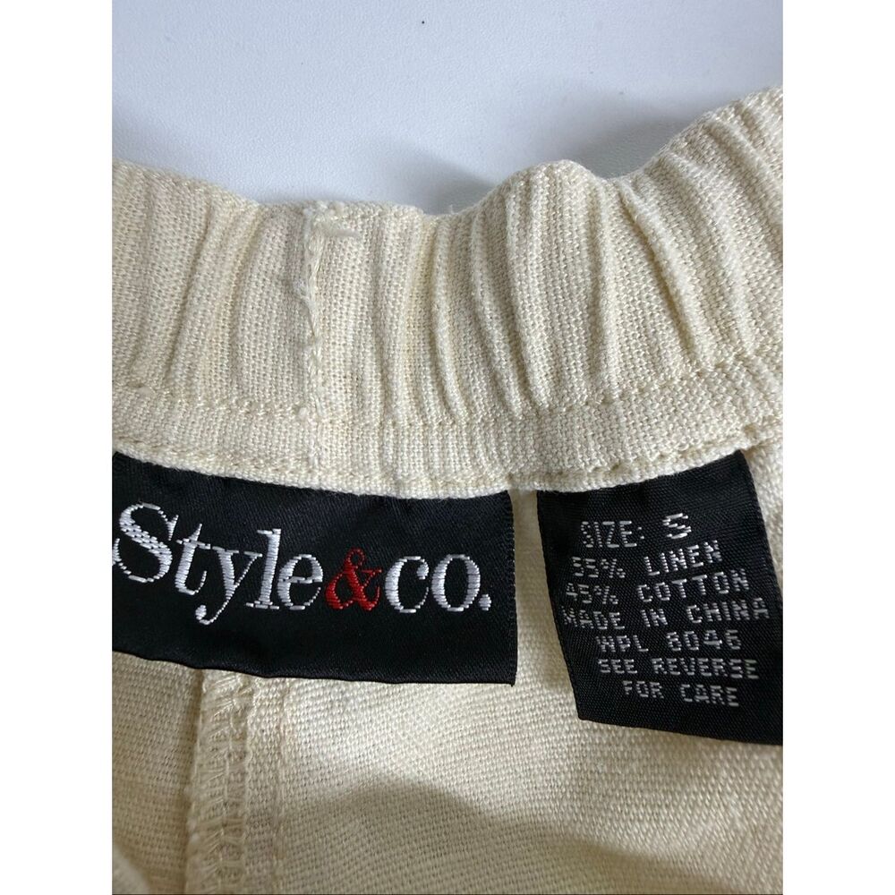 Style & Co Linen Blend Drawstring Shorts Women’s Sz S Ivory Cream Pull-On Casual - Picture 5 of 9